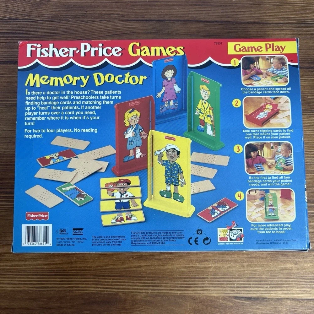 Vintage 1995 Fisher Price Memory Doctor Game Complete Preschool Matching Game